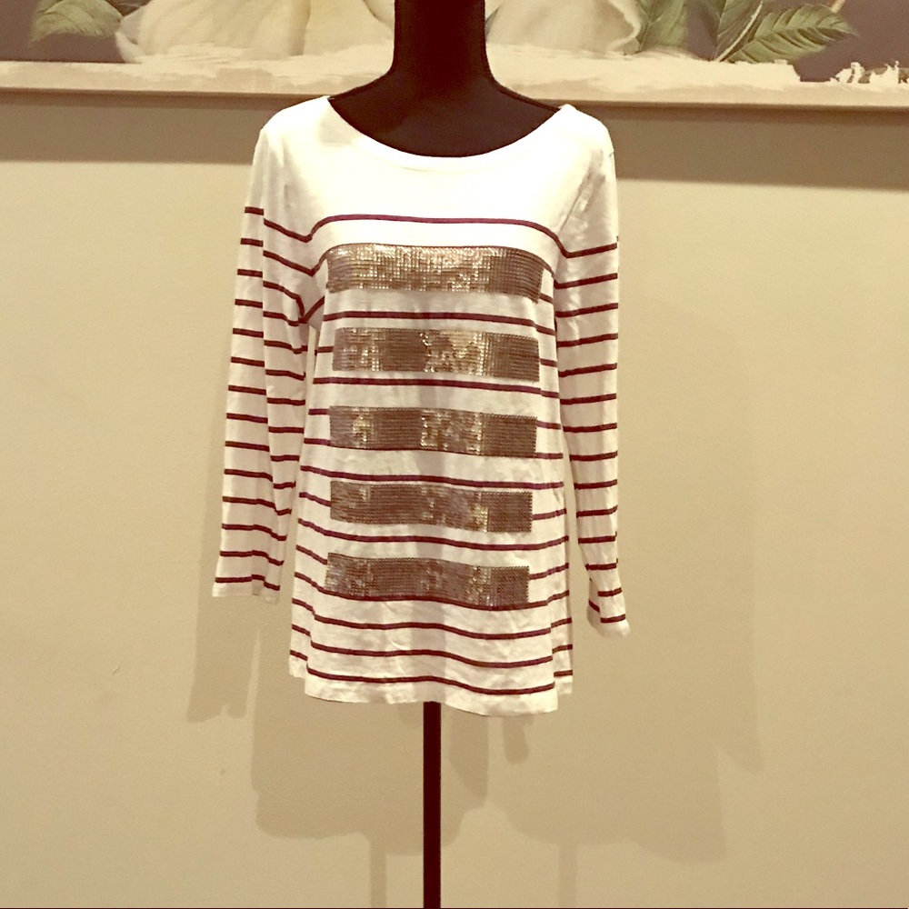 ♥️ J.Crew 3/4 Sleeve Sequined Shirt - Size L ♥️